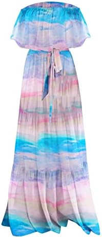 Miashui Business Casual for Women Women Feminino Grande gradiente de estampa floral cor de um ombro de uma cintura alta