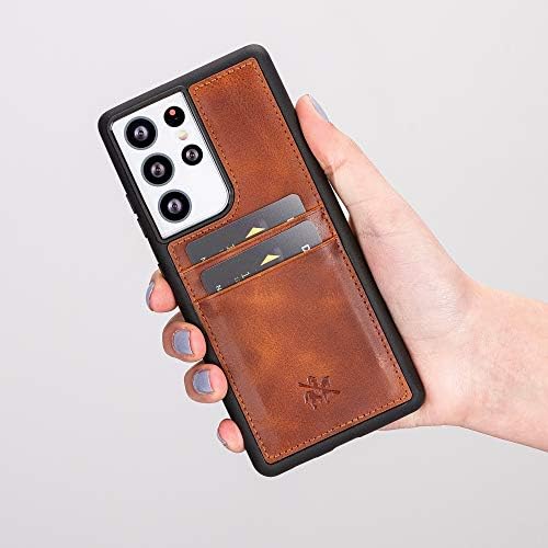 Caixa de carteira de couro de Venito Capri Compatível com Samsung Galaxy S21 Ultra - Extra Seguro com bloqueio RFID e tampa