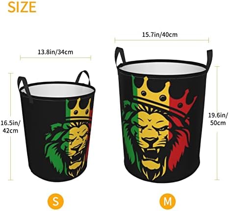 Rasta Lion Lion Hortre Tester Circular cesto dobrável para para o quarto cesto de banheiro