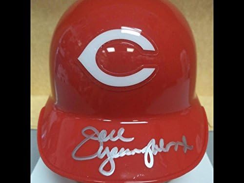 Joel Youngblood Cincinnati Reds assinou o Mini Capacete Autografado Riddell com CoA