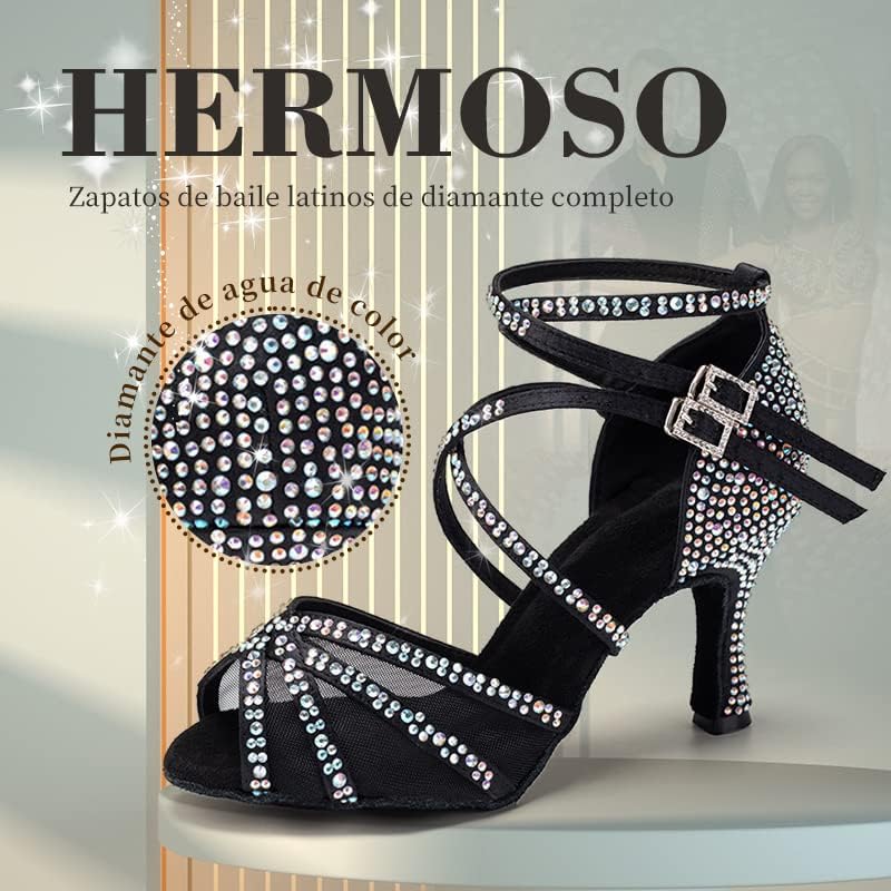 Ruybozry Mulheres Sapatos de dança latina Rhinestones Salsa Salsa Bachata Casamento Sapatos de dança, modelo YCL508