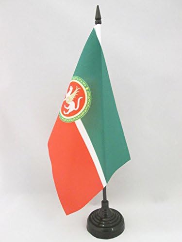 AZ FAGN República do tatarstan Bandeira 5 '' x 8 '' - bandeira da mesa do tatar 21 x 14 cm - palito de plástico preto