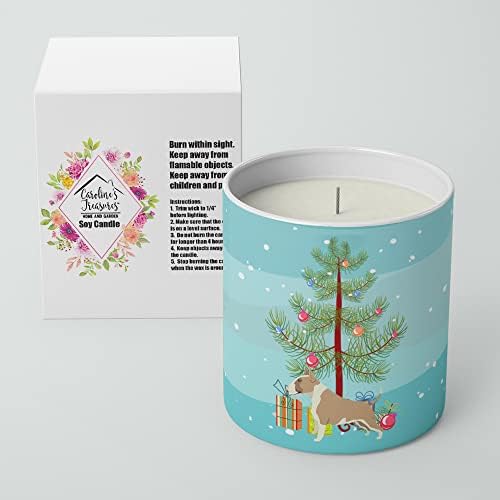 Tesouros de Caroline CK3528CDL FAWN E BLANCO TERRIER BULL TERRIER Árvore de Natal 10 oz Decorative Soy Castle, Nature Soy Wax e Decoração de casas de vela essencial ideal para quarto, cozinha, banheiro,