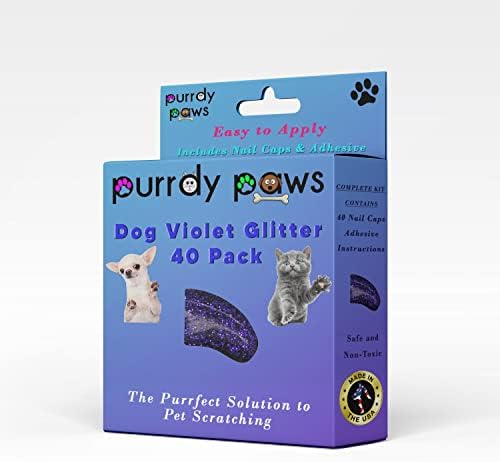 Patrés de rumor 40 Pacote de unhas macias para garras de cães violeta glitter jumbo