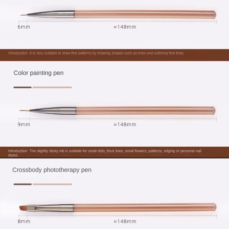 QJPAXL 15 PCS/SET ACRYLIC Transparente Manicure Brush Diferentes escovas de unhas de gel de escultura linha de caneta Ferramenta