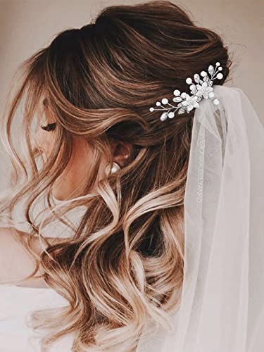 Catery Flower Bride Hair Hair pente pearl cristal lateral penteado folha peças de cabelo folhas clipes de cabelo acessórios