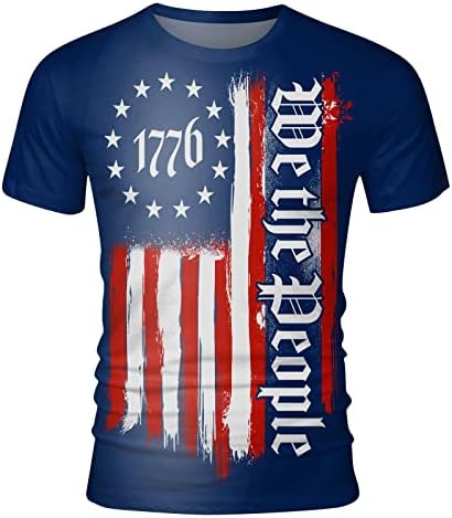 AIPENGRY 1776 camisas masculinas T-shirts patrióticos da bandeira dos EUA em 4 de julho para homens soldados de mangas curtas de