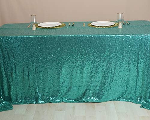 Toalha de tabela de lantejoulas de caso brilhante, tampa de mesa retangular de 6 pés de 90 x 132 polegadas para decoração de casamento
