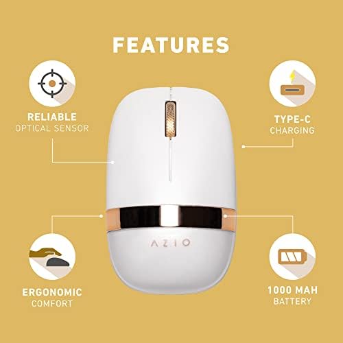 Mouse Bluetooth sem fio Azio izo com forma ergonômica redonda, sensor óptico, DPI ajustável, recarregável, PC e Mac - Blossom