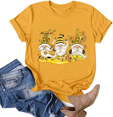 Miashui camisa juniores feminina moda abelhas festival camisas de impressão redonda pescoço de manga curta camiseta