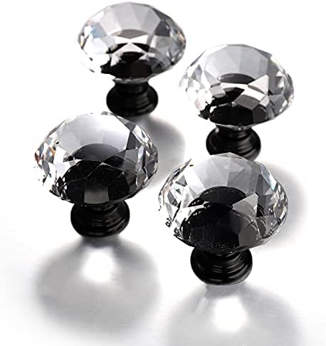 Peohud 30 pedaços de gabinete de vidro, puxadores de cômodas de gaveta de cristal de 30 mm, botões de diamante transparentes com parafusos