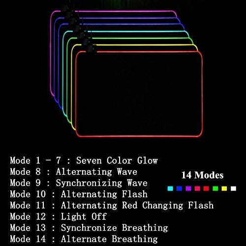 RGB Gaming Mouse Pad | 7 cor LED | 14 Modo de iluminação | Efeitos do arco -íris | Superfície de pano de resistência