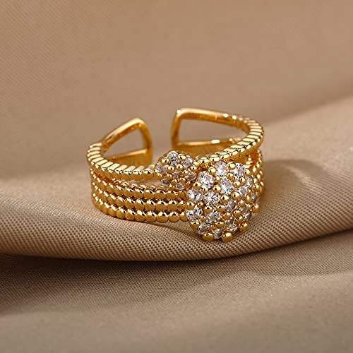 Oyalma Zircon Circle Open Rings for Women Crystal Gold Deding Charme Anel ajustável Casamento Valentine Jóias-89980