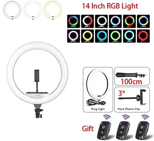 Lepsjgc RGB Ring Light com lâmpada de led de led de suporte para suporte para tripé para streaming de vídeo anel de maquiagem ao