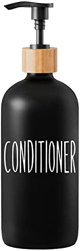 Conjunto de shampoo e dispensador de condicionador - Etiquetas fáceis de ler - dispensador de garrafas de bomba para shampoo, condicionador, lavagem do corpo - recipientes recarregáveis ​​de vidro para chuveiro