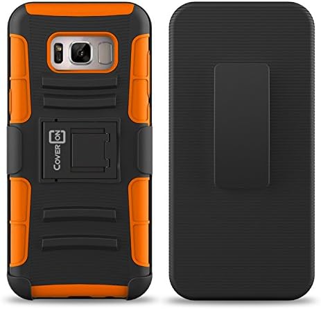 Série Explorer de clipe de cinto de Kickstand para Coveron para Samsung Galaxy S8 Plus Holster Case, Orange on Black