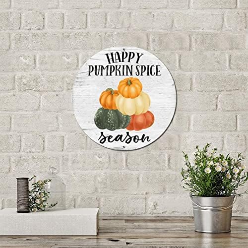 Happy Pumpkins Spice temporada vintage redonda placa de metal placa círculo de metal sinal