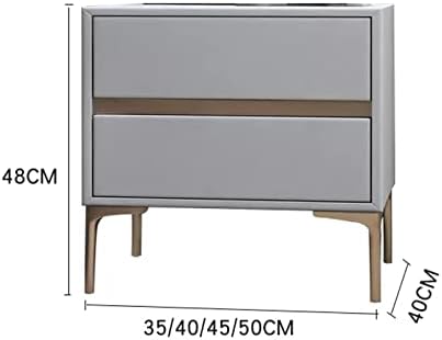Mesa de cabeceira de madeira maciça de mesa de cabeceira, mesa de cabeceira de couro sintético moderno com 2 gavetas de armazenamento,