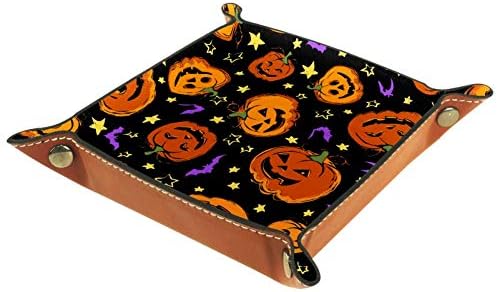 Bandejas de mesa do escritório Muooum, abóboras e estrelas de Halloween, bandeja de manobrista de couro caixas de sorda