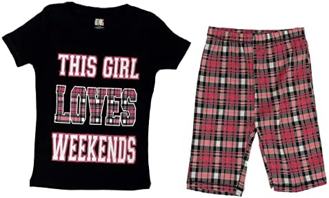 Apenas amo pijamas para meninas, garotas de algodão de ajuste de meninas, pj definido com manga curta e shorts