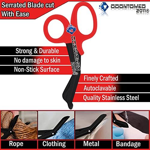 ODONTOMED2011 Premium Scissors com revestimento de fluoreto premium, EMT e trauma tesouras 2 pacote 5,5 5 1/2 EMT Utility Shears