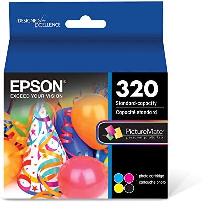 Epson T320 PictureMate Color Cartidge Ink & Ultra Premium Photo Paper Glossy - S042174, 4 x 6, branco