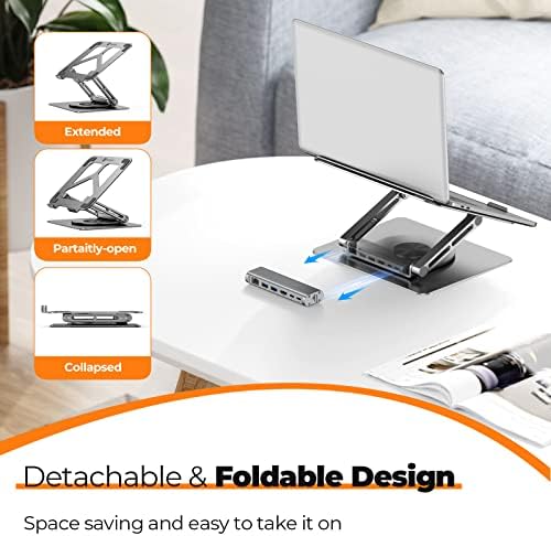 Tobenona USB C Laptop Docking Station Stand para MacBook Pro/Air/Dell/HP/Superfície/Lenovo, Hub USB C destacável, 4K