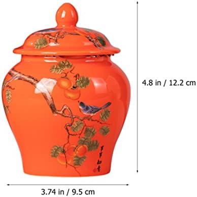 Garas de armazenamento de cerâmica de stobaza frascos de armazenamento de alimentos de estilo chinês com tampa de tampa de tampa padrão de chá tradicional lata de latas para especiarias de cozinha condimento de café 330ml