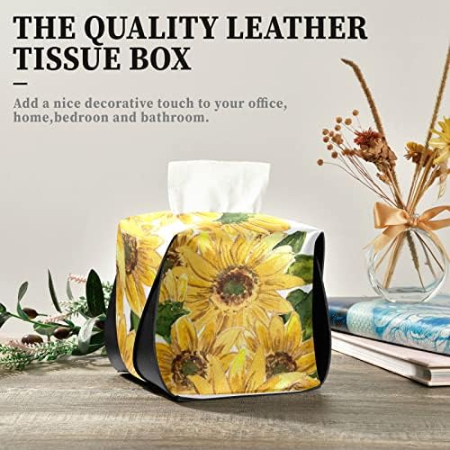 Blooming Girlower Tissue Box Capa Retangular Leather Tissue Box Solder com dispensador de tecido facial da alça