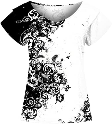 Vshirts de pescoço para mulheres, tampas femininas largadas de manga curta de manga curta