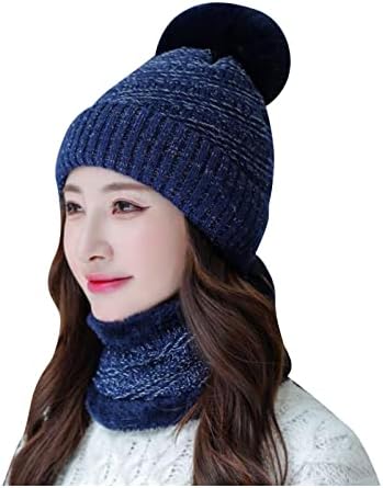 Mulheres tricotadas chapéu de gorro desleixado tricô de inverno chapéu de lenço de inverno