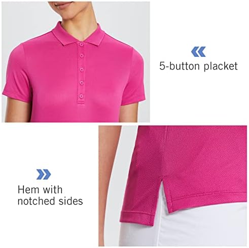 Camisas pólo de Baleaf Women para Golf Manga curta Tops Quick Dry Upf50+ Uniforme de pique de 5-Button leve