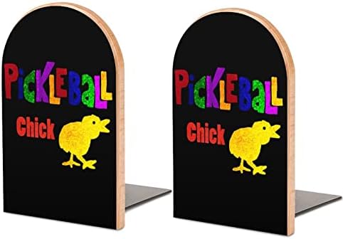 Engraçado, picles esportivo bola galinha de arte impressa em madeira de madeira 1 par para prateleiras stand de livro pesado 5 x 3