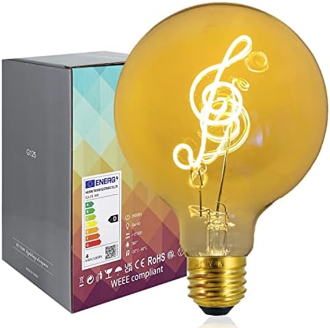 WOPARU 4W G125 Globo decorativo LED LED LED LUBLE DE EDISON, LUZES DE LEITOS DE GOLD ROUNTOS DE GOONTES DE EMMBER E26