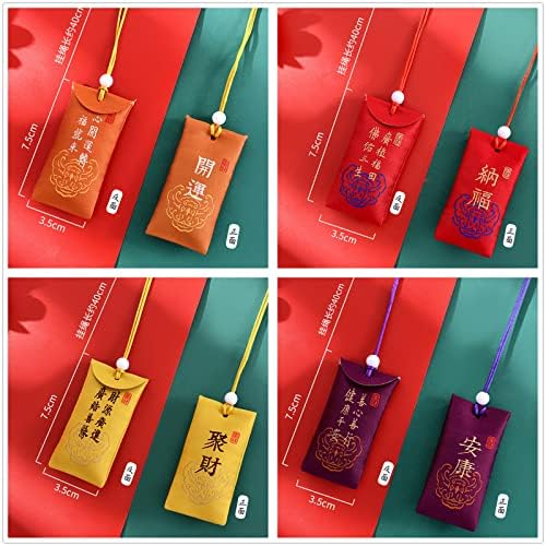 Jinyu 5 Moedas chinesas de cobre feng shui e 5 bolsas de moeda de brocade de seda chinesa com saco de presentes de jóias de cordão