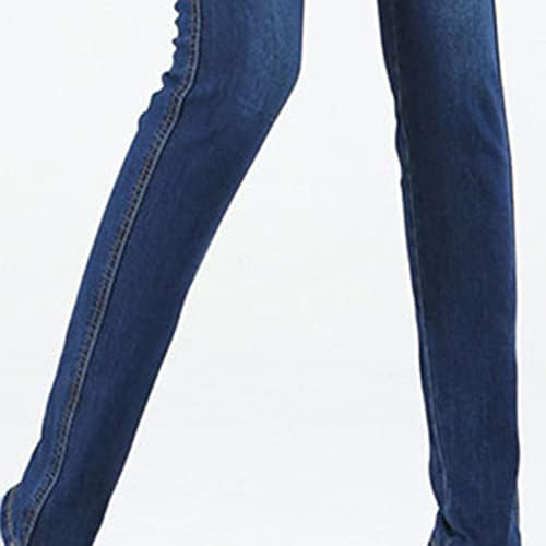 DGKAXIYAHM Elasticidade da cintura alta feminina Jeans reta Perna reta Lápis magro Leggings calças jeans esticadas de