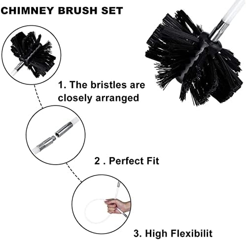 Brush de varredura da chaminé do kit de varredura de chaminé, 6/9/12/15 hastes Chimney Kit Kit de limpeza de limpeza de limpeza
