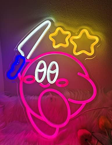 Kirby Neon Sign - Sinais de luz de faca Kirby Kirby, sinal de néon de anime para o quarto do quarto de garotas quarto,