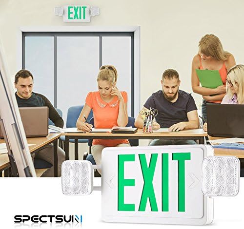 SPECTSUN 4 Pacote de saída verde sinal com luzes de saída de emergência de emergência com backup da bateria - 4