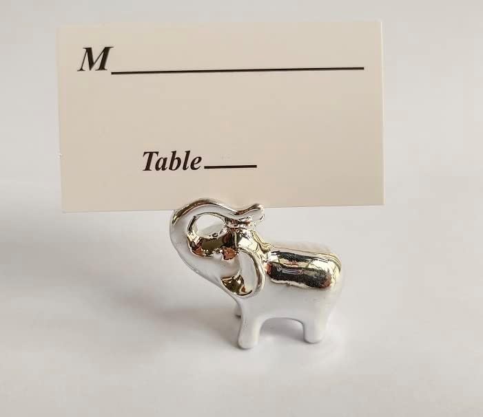 AMERRY 10PCS Silvery Elephant Table Card Titular ， Coloque os titulares de cartão, titular do número da mesa ， Titulares de