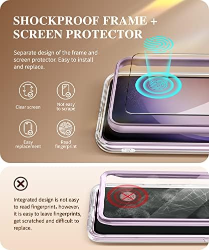 GVIEWIN Compatível com a caixa Samsung Galaxy S23 com protetor de tela + protetor de lente de câmera, [21ft Grade Military