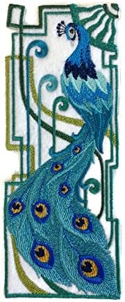 A natureza tecida em fios, Amazing Birds Kingdom [Art Deco Peacock] [Patch de ferro bordado e exclusivo) [6,68 *2,75] [Feito