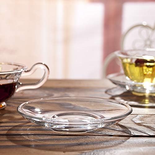 Sizikato 6pcs Placa de lanche de vidro transparente, prato de sobremesa de restaurante, porta de chá de decoração de mesa de chá. 5 polegadas