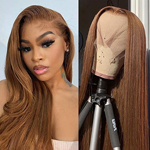 IMEYA 24 ”Chestnut Brown Lace Front Wigs para mulheres negras Cabelo humano perucas 13x6 hd renda transparente front