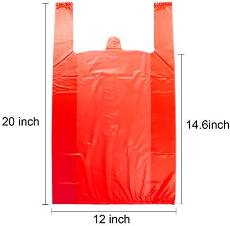 Sacos de camiseta lazyme, sacos de plástico vermelho com alças a granel, bolsas de plástico para Negocio, sacos de