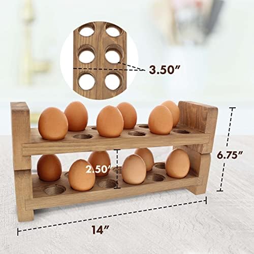 Titular de ovo de galinheiro da GUI - Rack de ovo empilhável para bancada para ovos frescos - decoração de cozinha rústica
