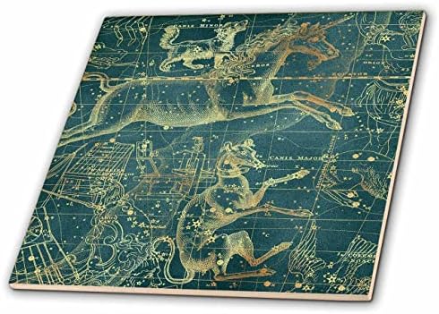 3drose vintage star mapa. Constelações de monoceros e canis major - azulejos