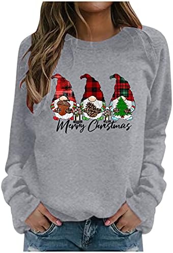 Tops for Women 2022 Christmas Print Pullover de manga longa Blusa Relaxed Fit Workouts Tops Roupas adolescentes