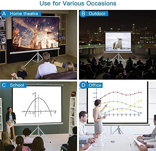 SBSNH 60-100 polegadas 16: 9 Tela portátil de fibra de fibra de tecido branco fosco de projetor interior com puxar um tripé dobrável