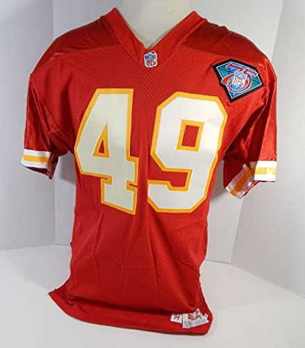 1994 Kansas City Chiefs #49 Jogo emitiu camisa vermelha 75th Patch DP17405 - Jerseys de Jerseys usados ​​da NFL não assinada